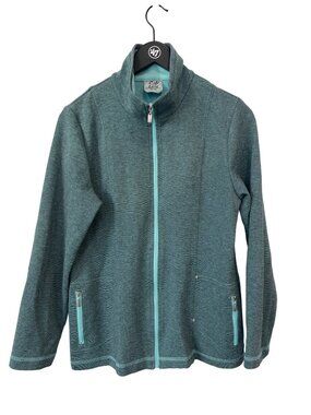 Cafe Au Lait Jacket Medium Full Zip Long Sleeve Seafoam Green Travel Athleisure